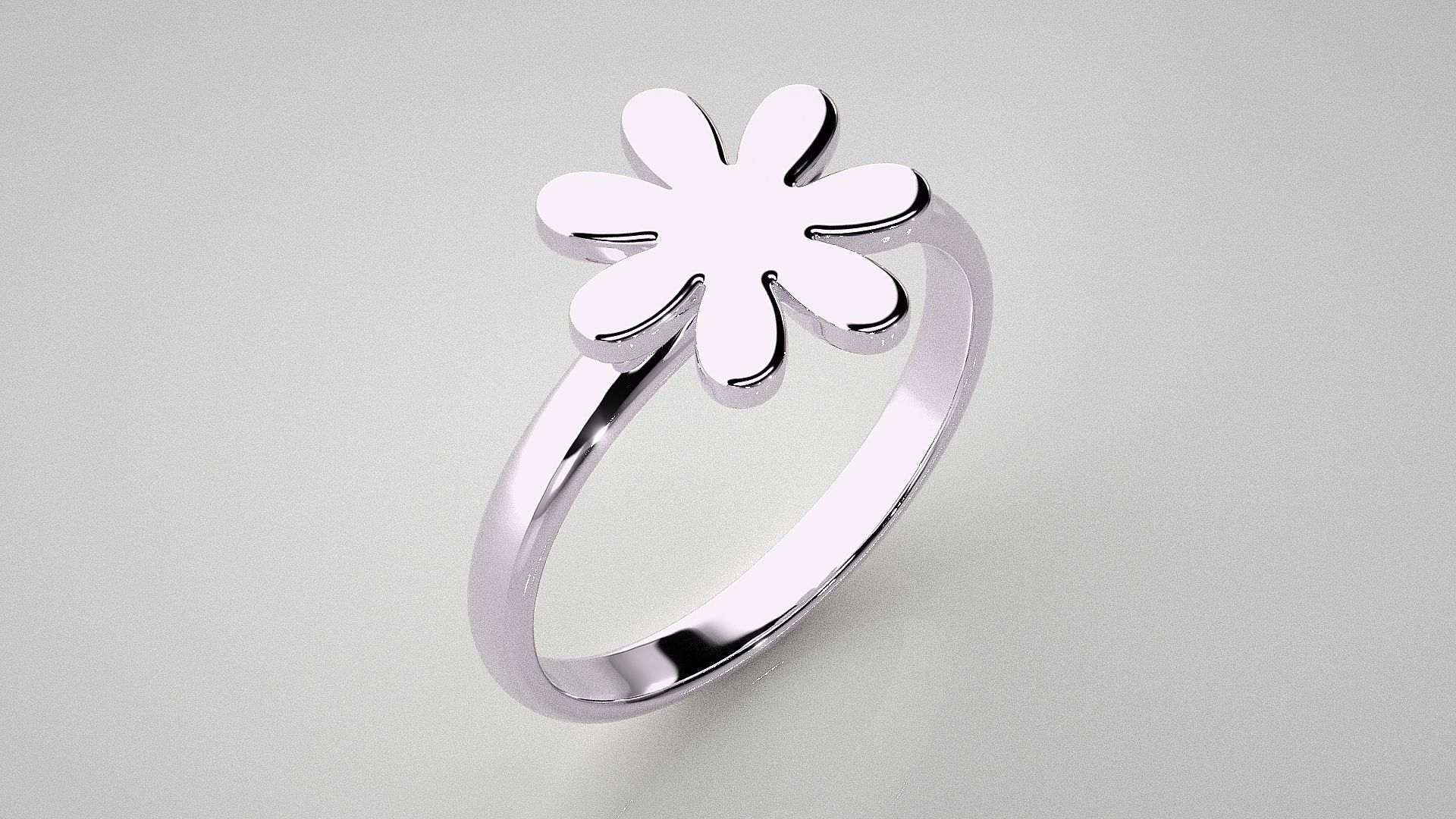 Flower Light wt Plain Gold  ring 3dm stl renders details 3D print model_9