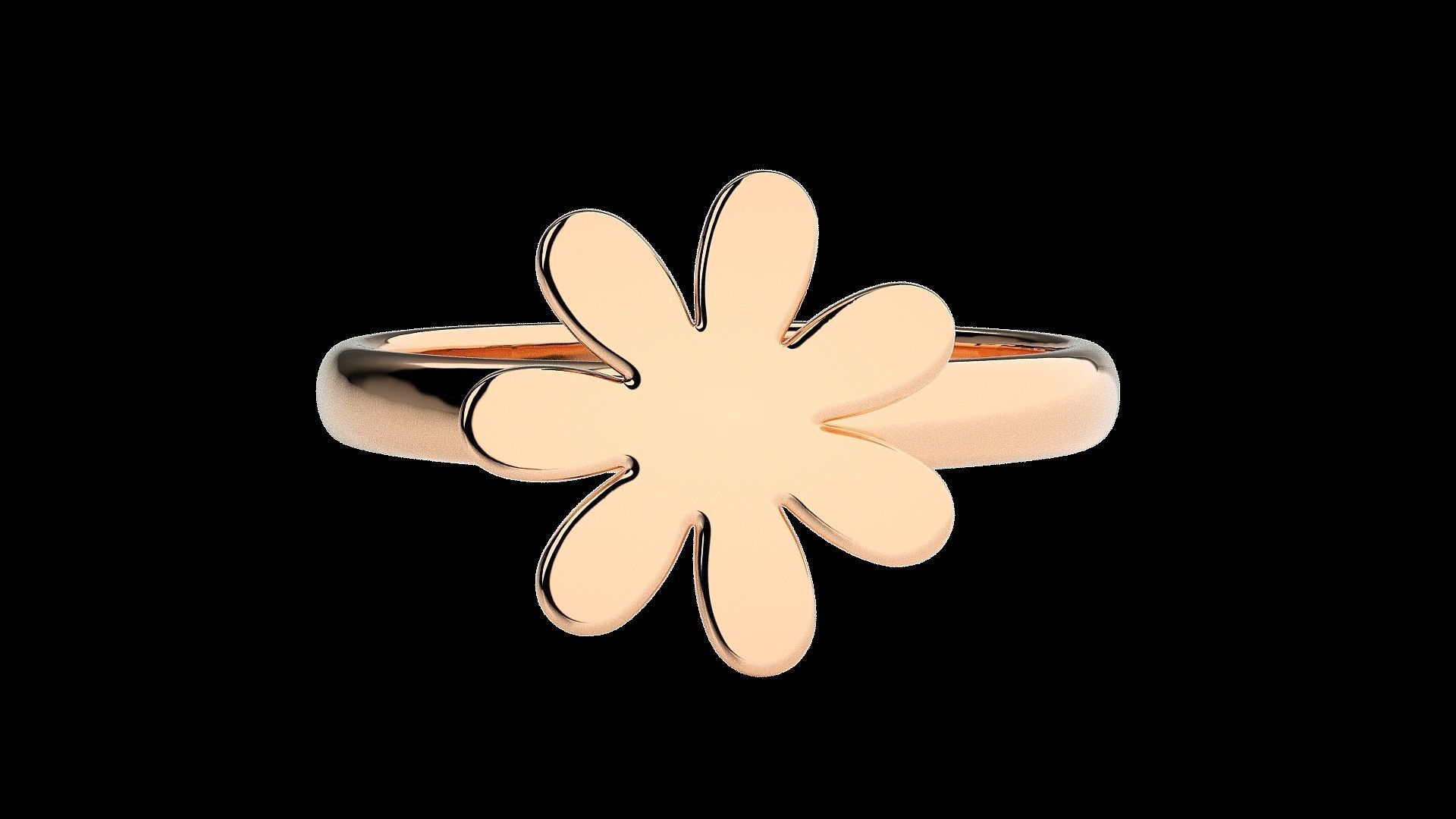 Flower Light wt Plain Gold  ring 3dm stl renders details 3D print model_4