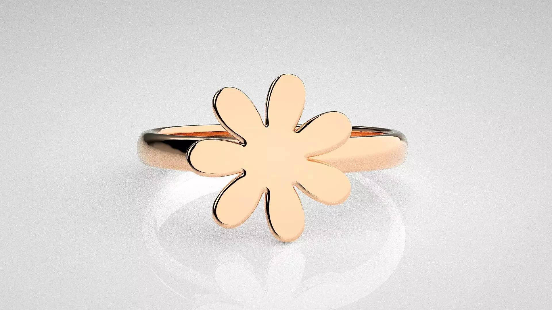 Flower Light wt Plain Gold  ring 3dm stl renders details 3D print model_0