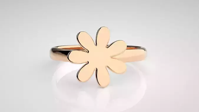 Flower Light wt Plain Gold  ring 3dm stl renders details 3D print model