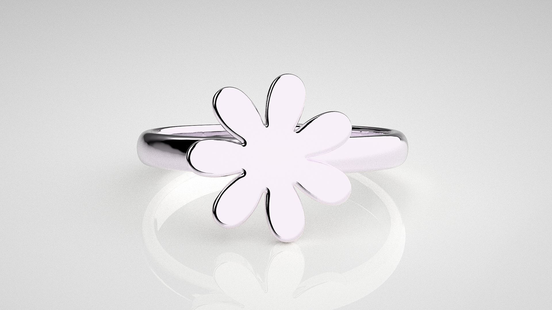 Flower Light wt Plain Gold  ring 3dm stl renders details 3D print model_7