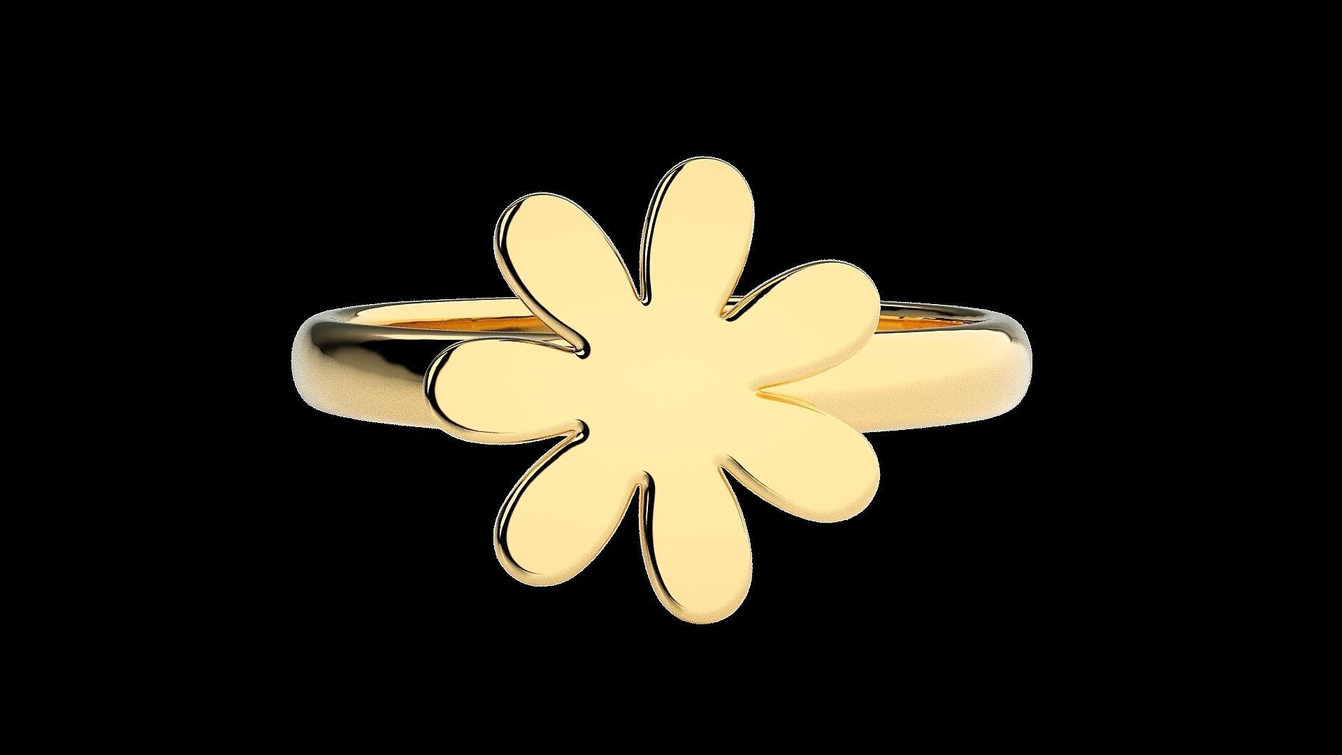 Flower Light wt Plain Gold  ring 3dm stl renders details 3D print model_16
