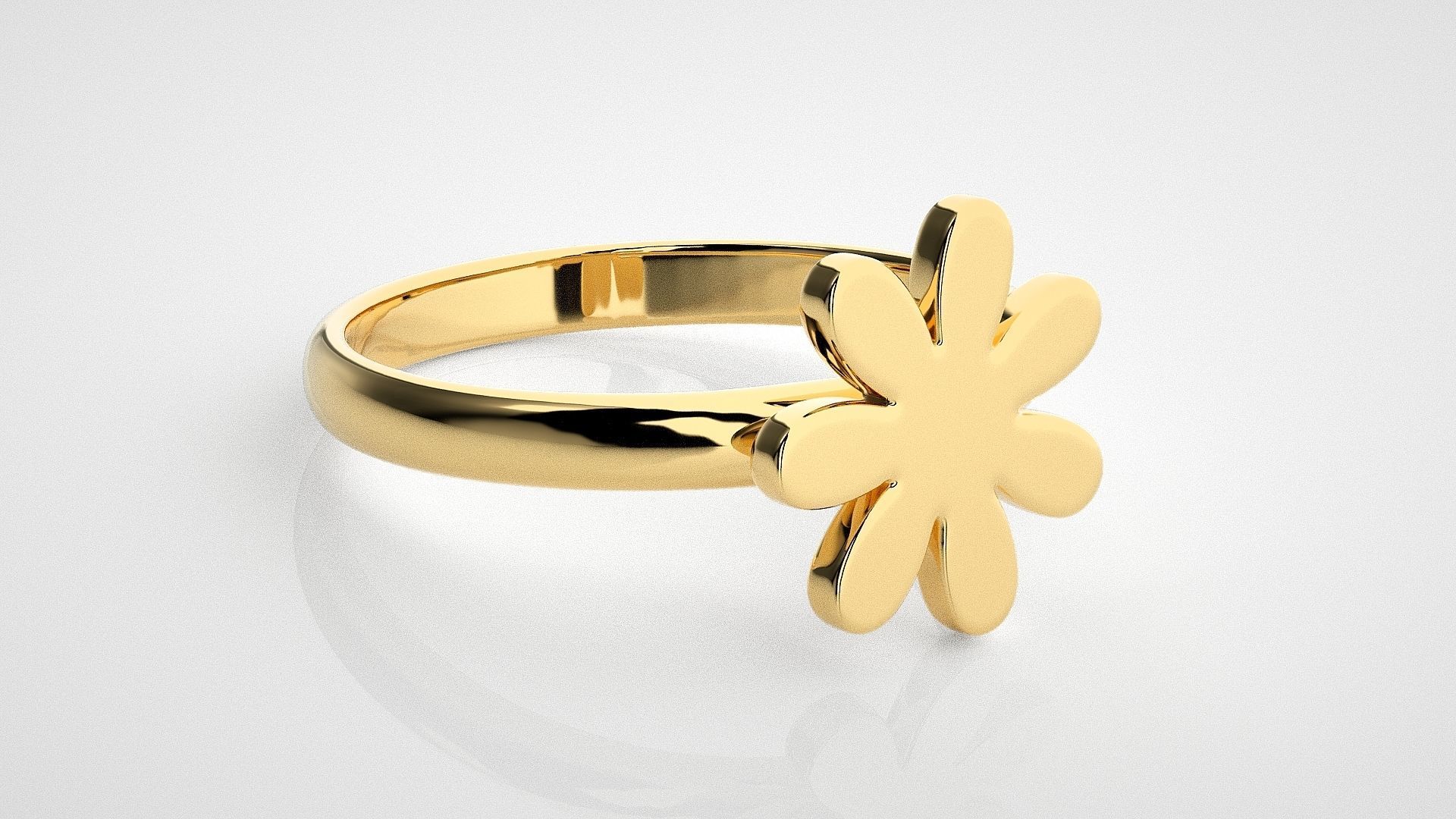 Flower Light wt Plain Gold  ring 3dm stl renders details 3D print model_14