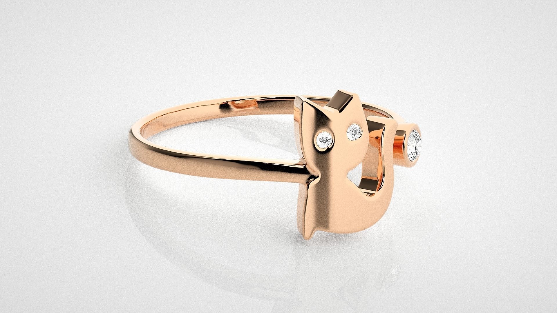 Cat Light wt diamond ring 3dm stl renders details 3D print model_1