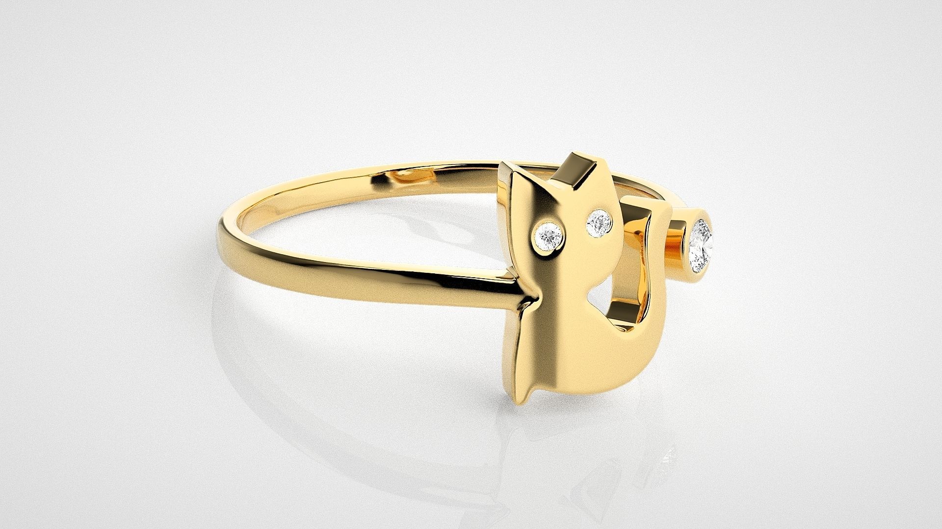 Cat Light wt diamond ring 3dm stl renders details 3D print model_14