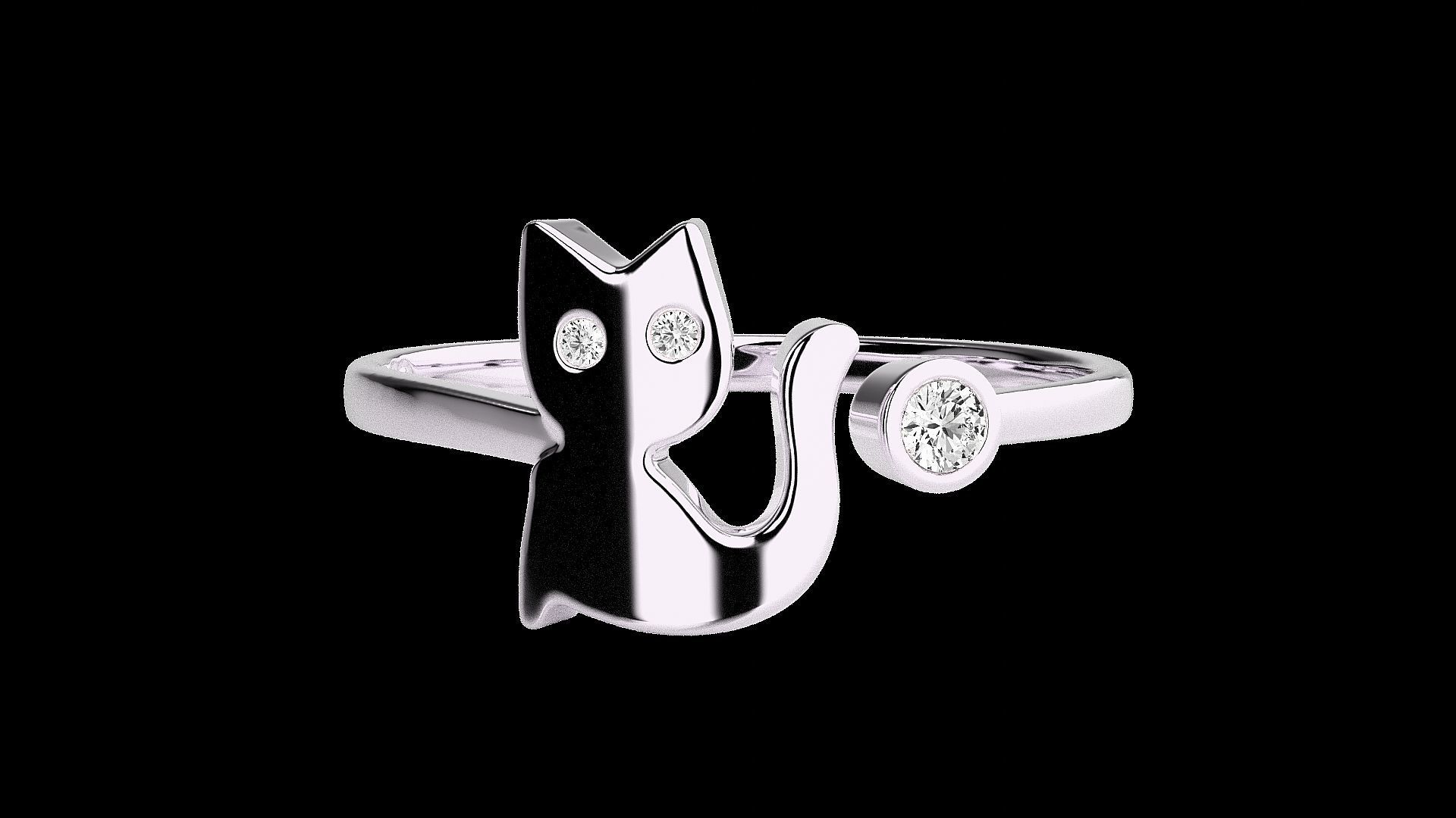 Cat Light wt diamond ring 3dm stl renders details 3D print model_10