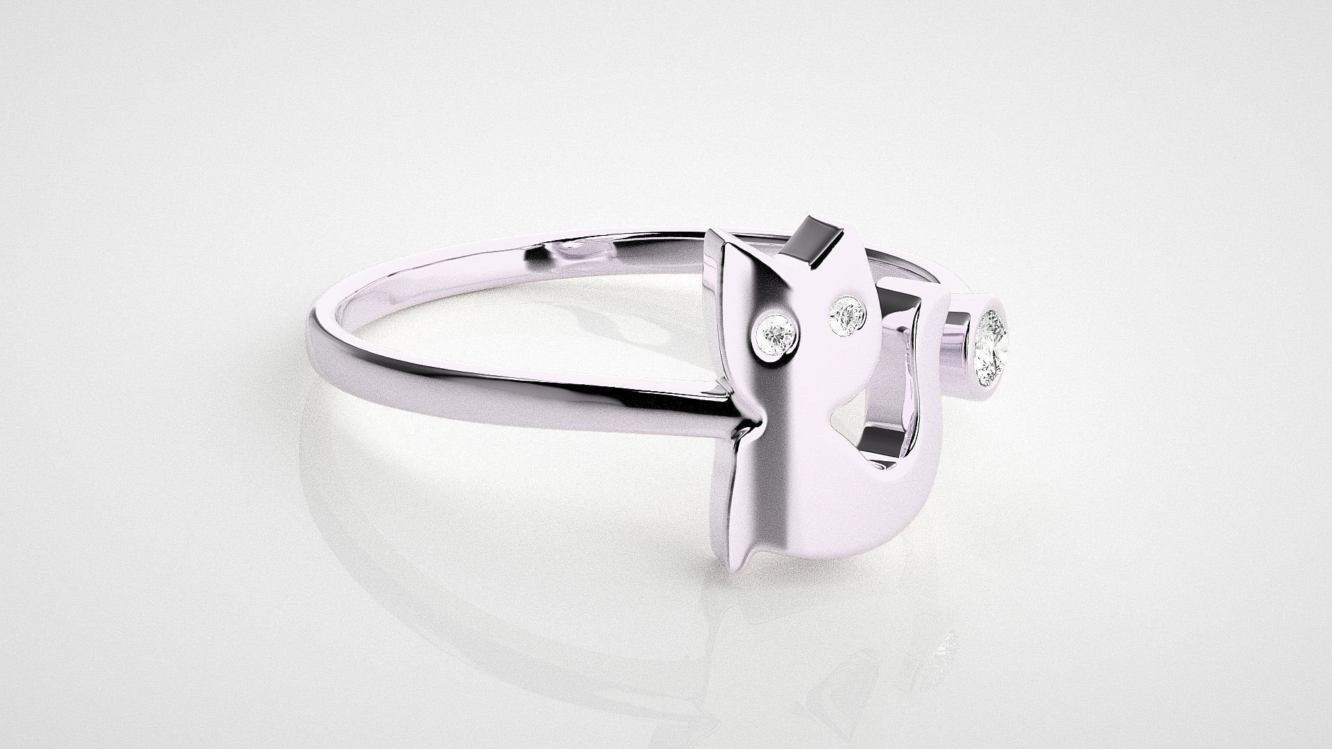 Cat Light wt diamond ring 3dm stl renders details 3D print model_8