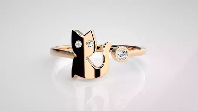 Cat Light wt diamond ring 3dm stl renders details 3D print model