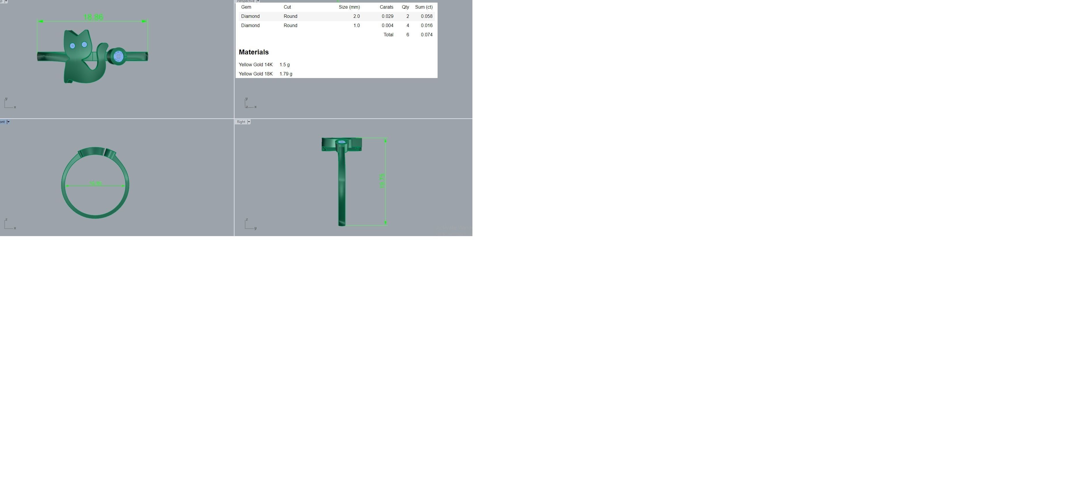 Cat Light wt diamond ring 3dm stl renders details 3D print model_4