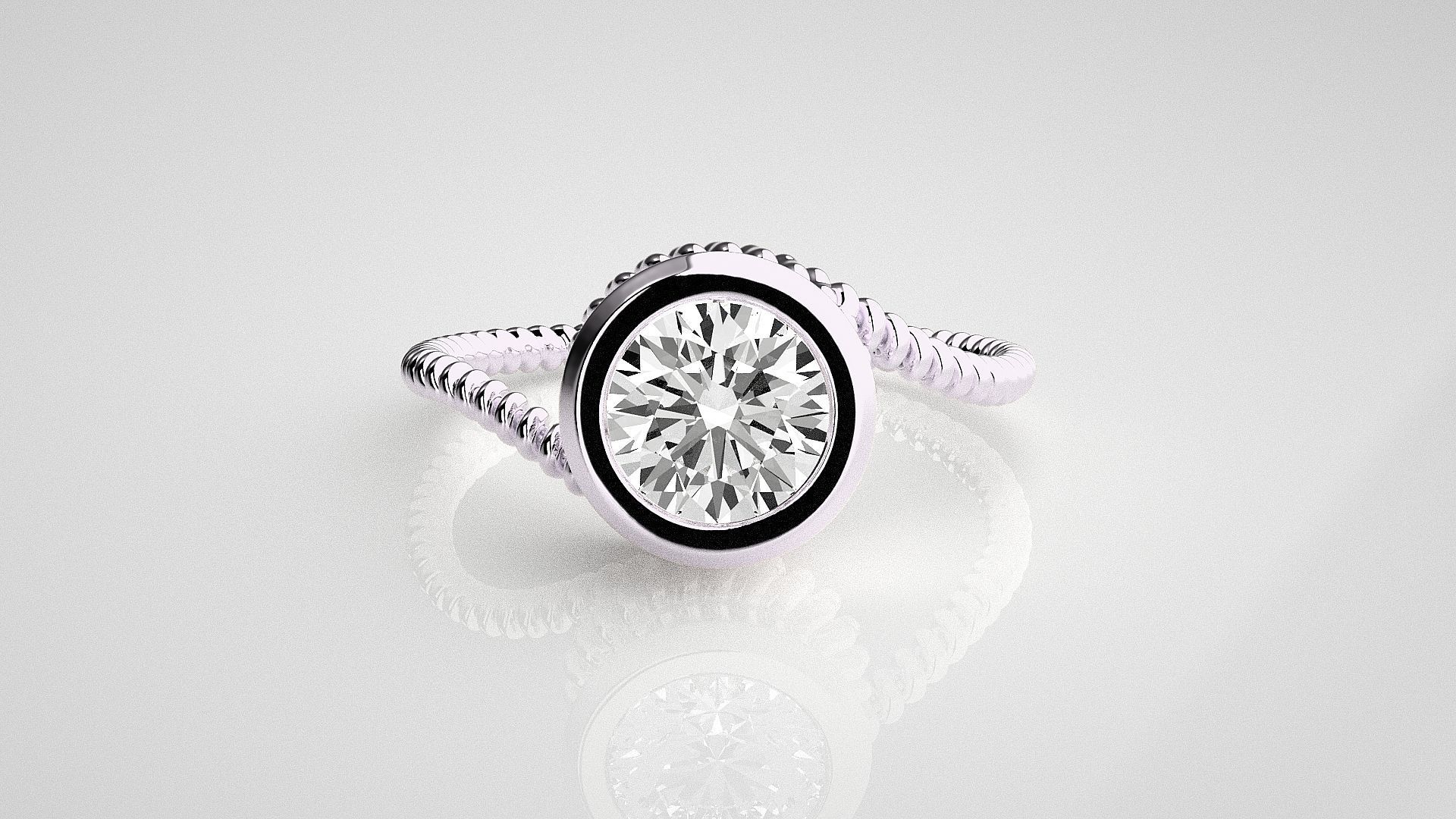 Wired Solitaire diamond ring 3dm stl renders details 3D print model_6