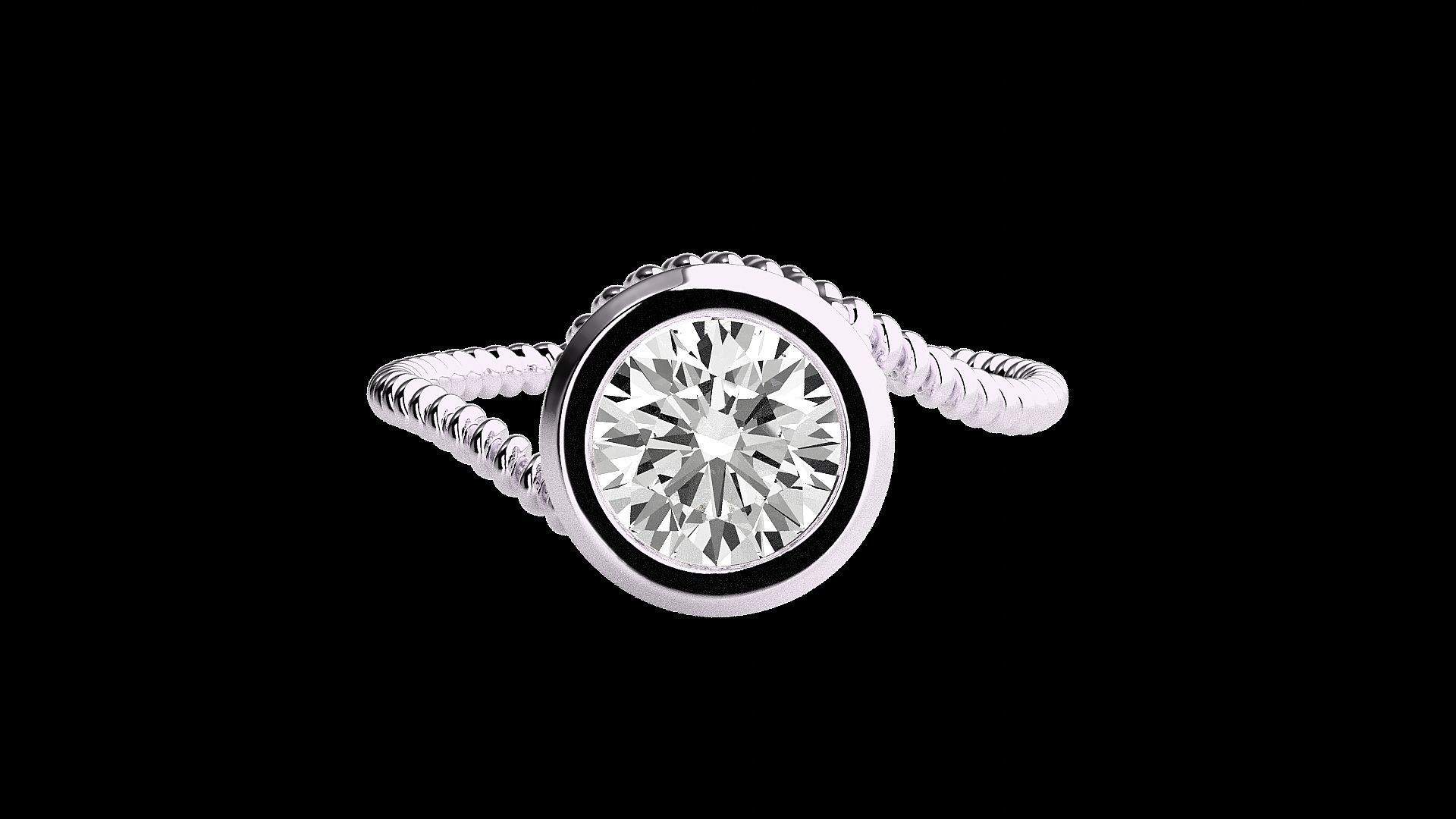 Wired Solitaire diamond ring 3dm stl renders details 3D print model_9