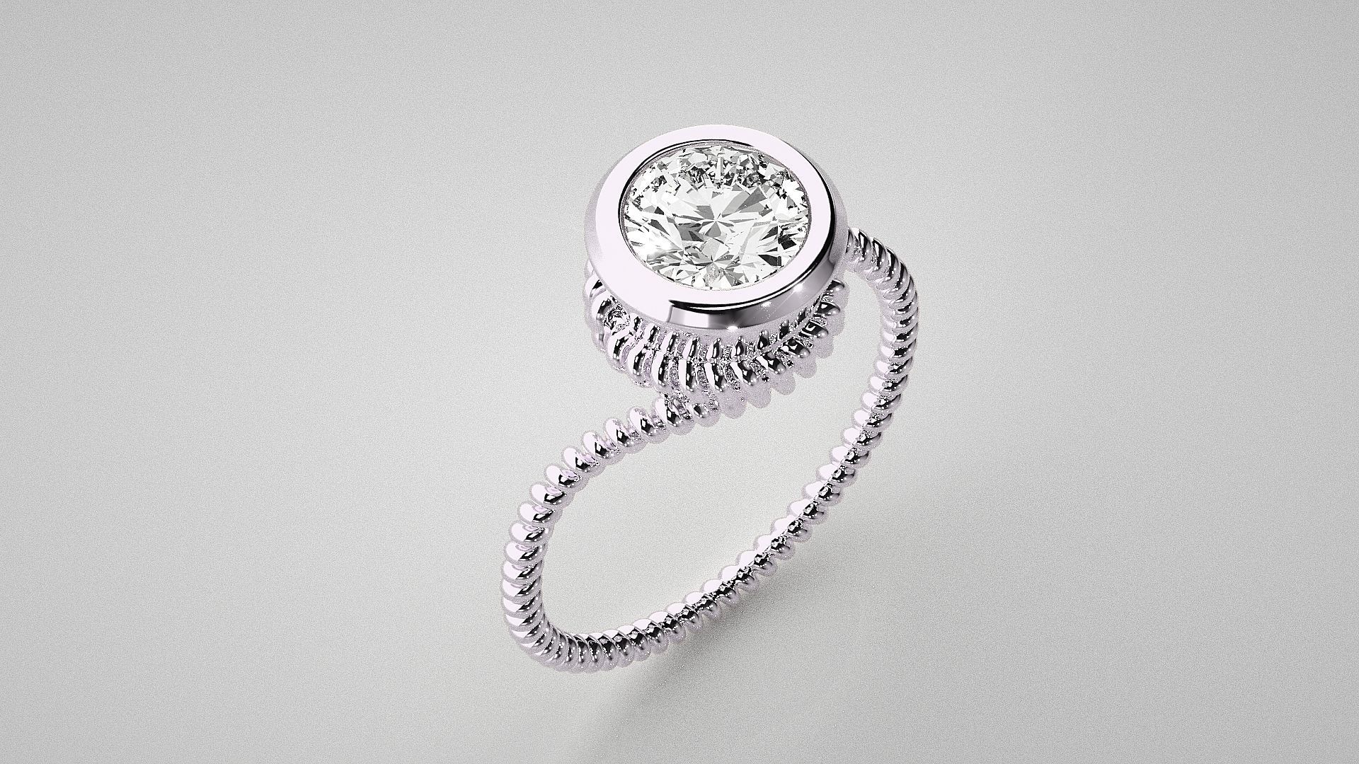 Wired Solitaire diamond ring 3dm stl renders details 3D print model_8