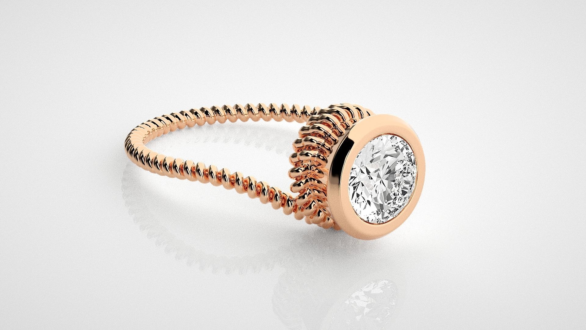 Wired Solitaire diamond ring 3dm stl renders details 3D print model_1