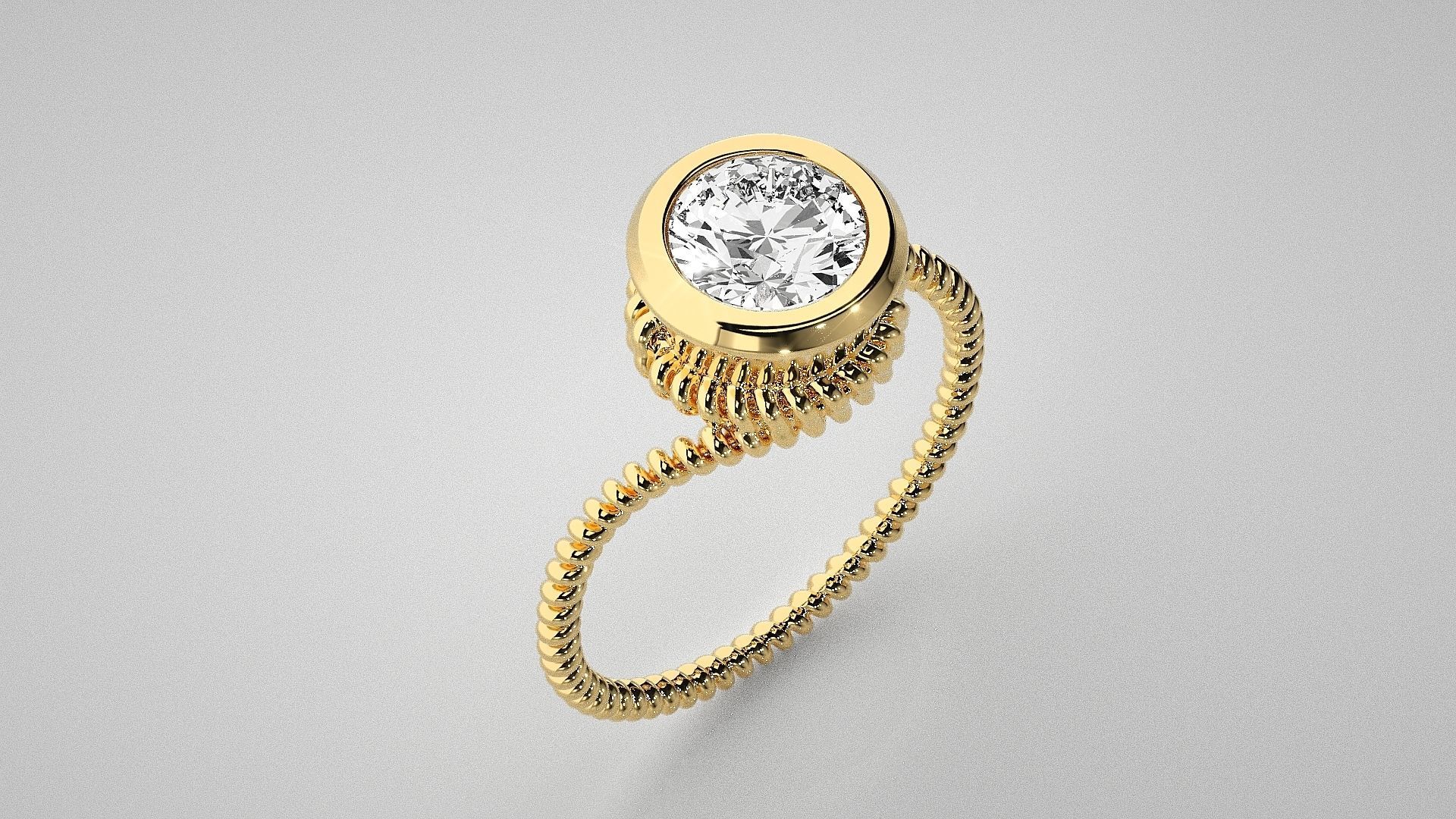 Wired Solitaire diamond ring 3dm stl renders details 3D print model_14