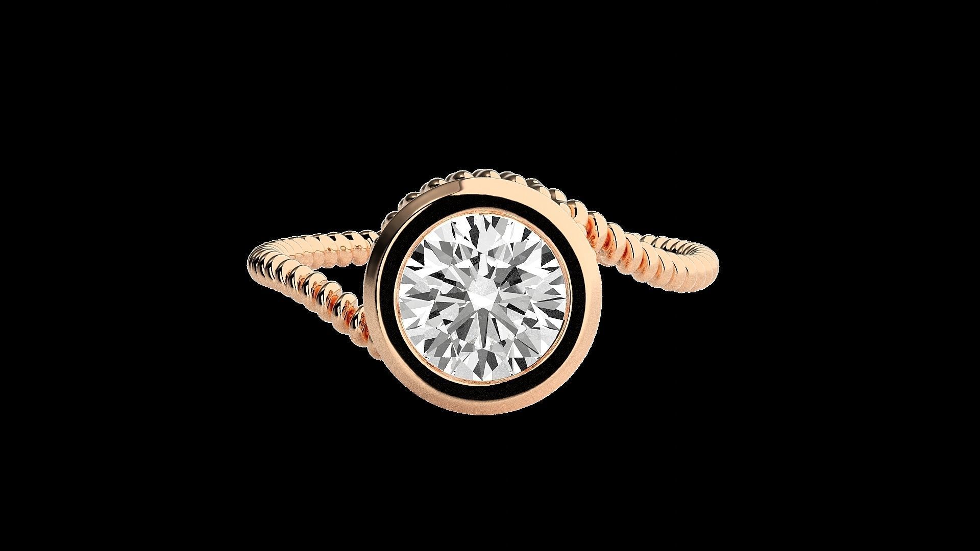 Wired Solitaire diamond ring 3dm stl renders details 3D print model_3