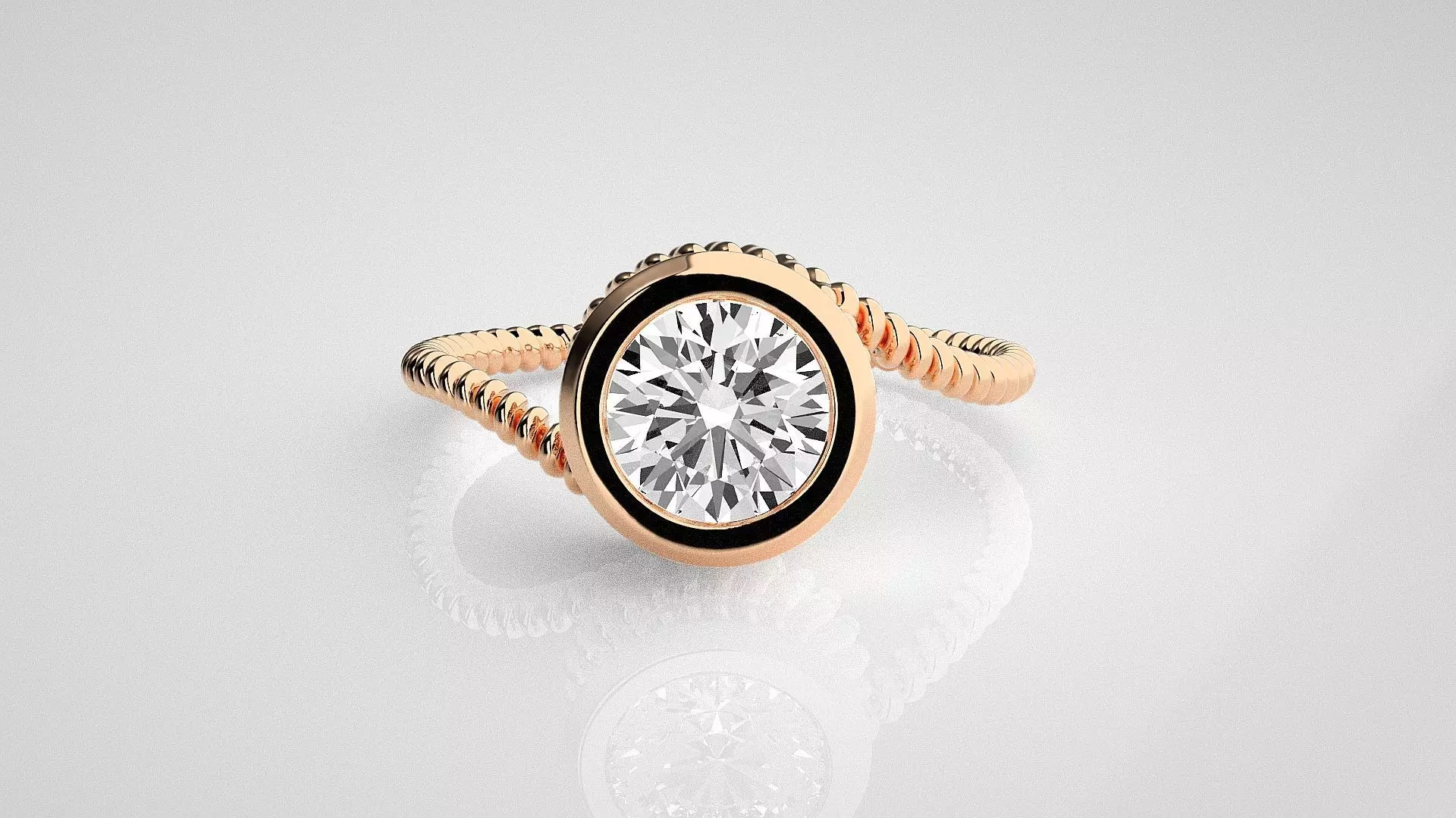 Wired Solitaire diamond ring 3dm stl renders details 3D print model_0