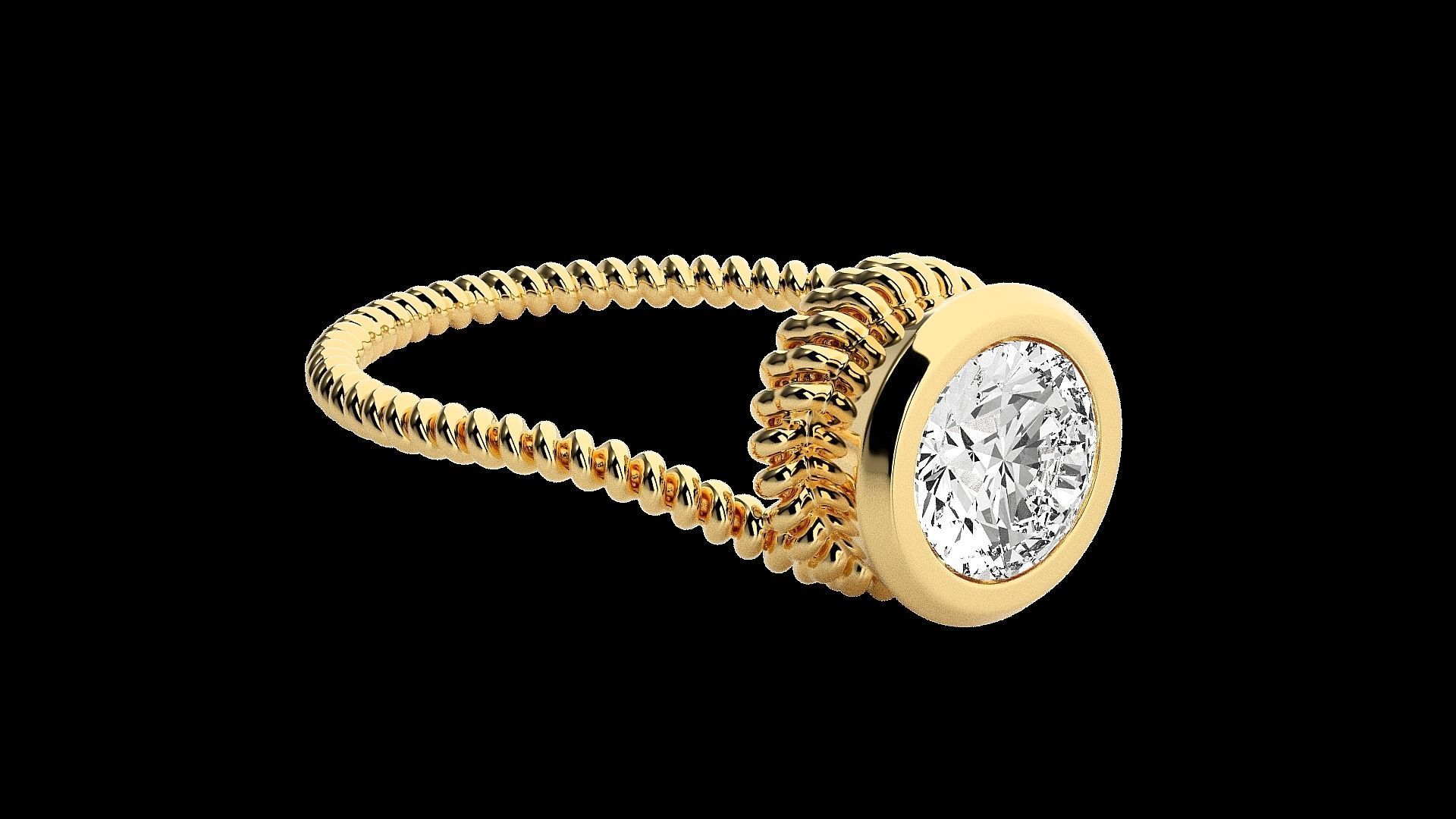 Wired Solitaire diamond ring 3dm stl renders details 3D print model_16