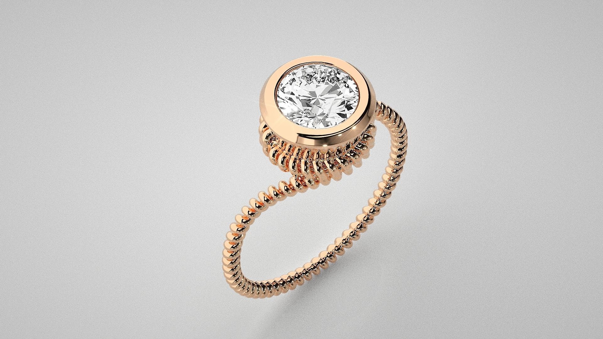 Wired Solitaire diamond ring 3dm stl renders details 3D print model_2