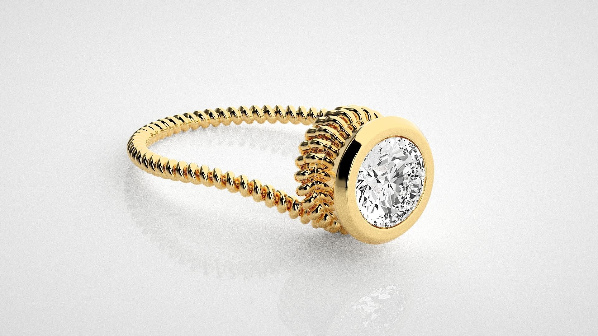 Wired Solitaire diamond ring 3dm stl renders details 3D print model_13