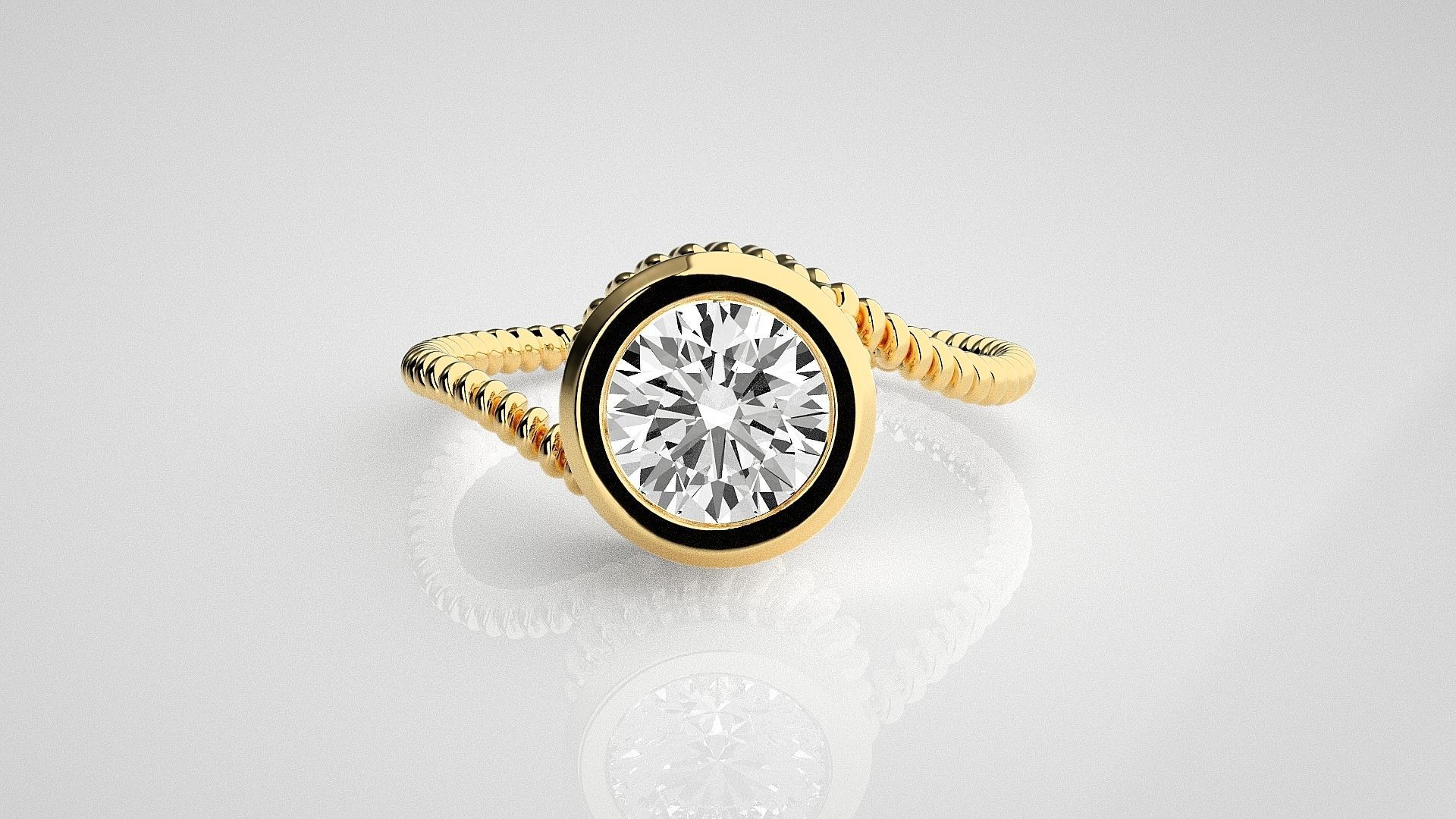 Wired Solitaire diamond ring 3dm stl renders details 3D print model_12