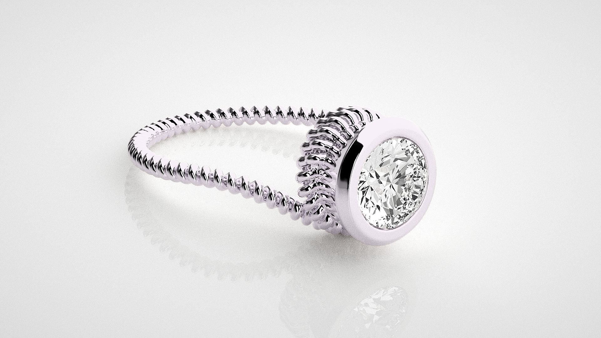 Wired Solitaire diamond ring 3dm stl renders details 3D print model_7