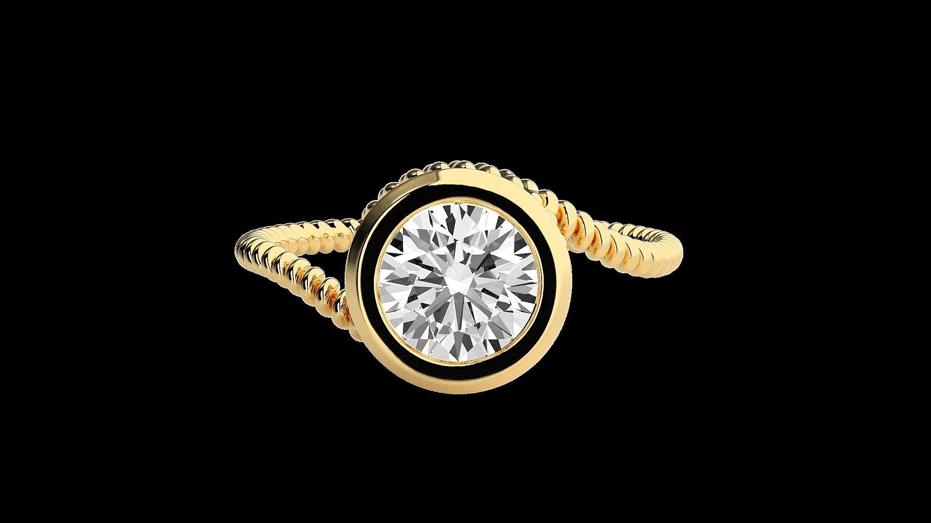 Wired Solitaire diamond ring 3dm stl renders details 3D print model_15