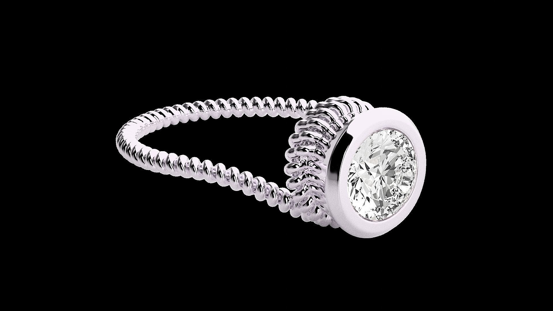 Wired Solitaire diamond ring 3dm stl renders details 3D print model_10