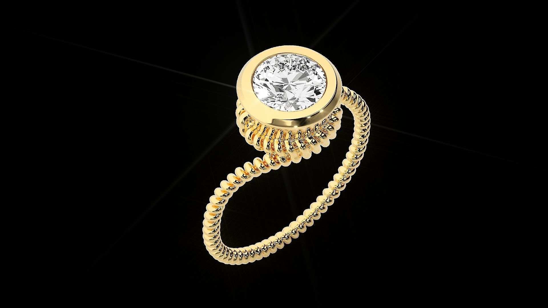 Wired Solitaire diamond ring 3dm stl renders details 3D print model_17