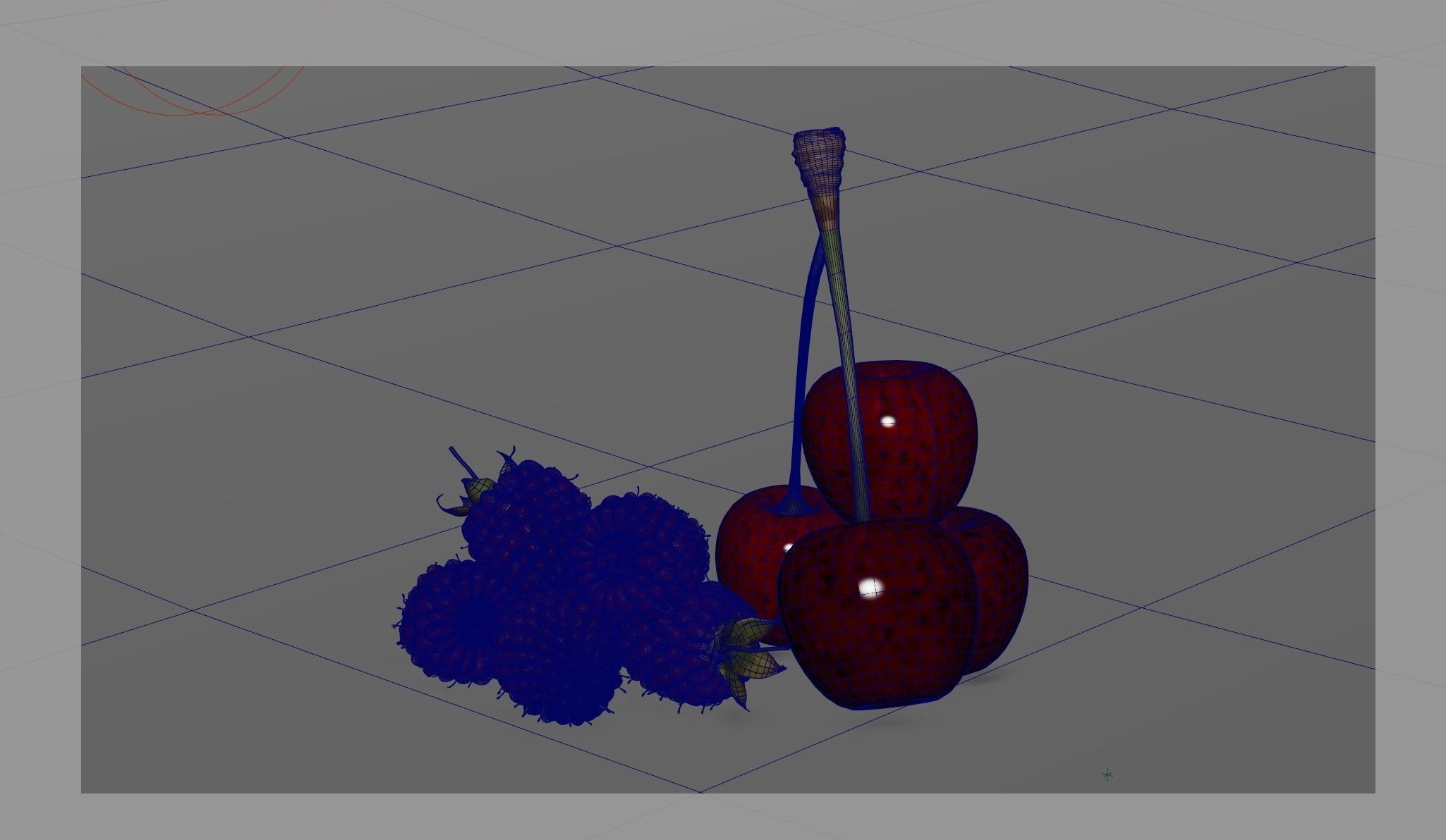 Raspberries and Cherry 3 D 3D model_21