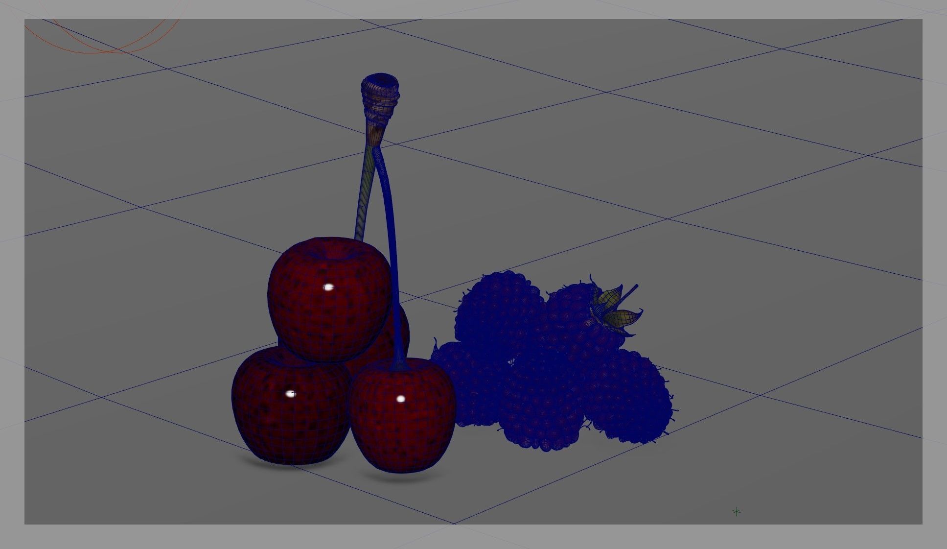 Raspberries and Cherry 3 D 3D model_22