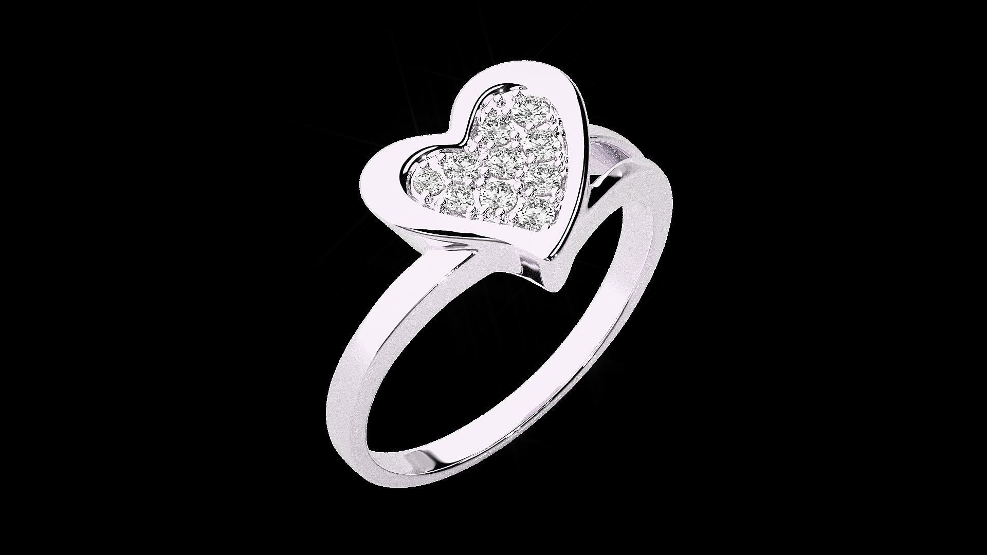 Heart Love Valentine Light wt diamond ring 3dm stl renders 3D print model_12