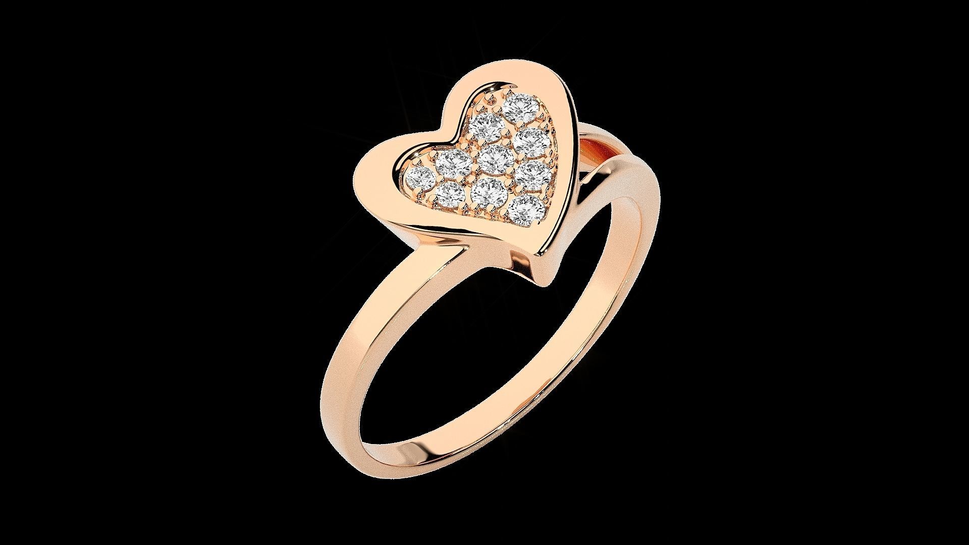 Heart Love Valentine Light wt diamond ring 3dm stl renders 3D print model_6