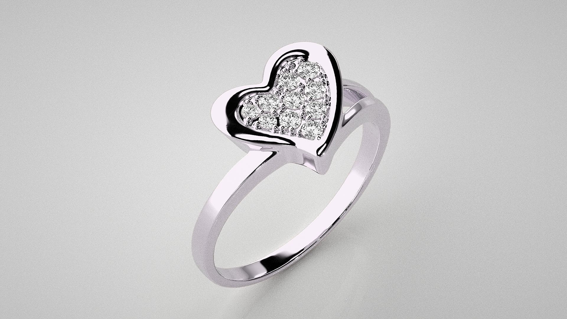 Heart Love Valentine Light wt diamond ring 3dm stl renders 3D print model_9