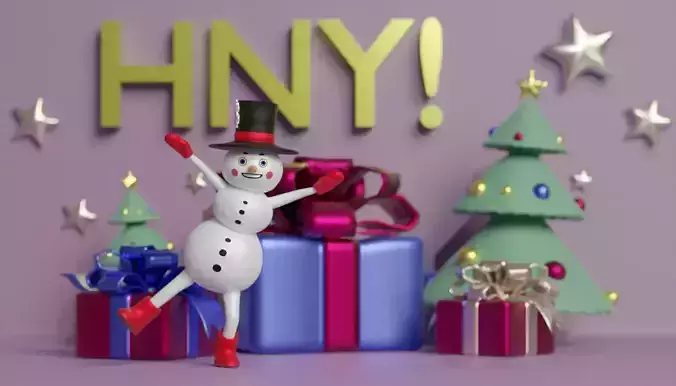 Dancing stylized snowman