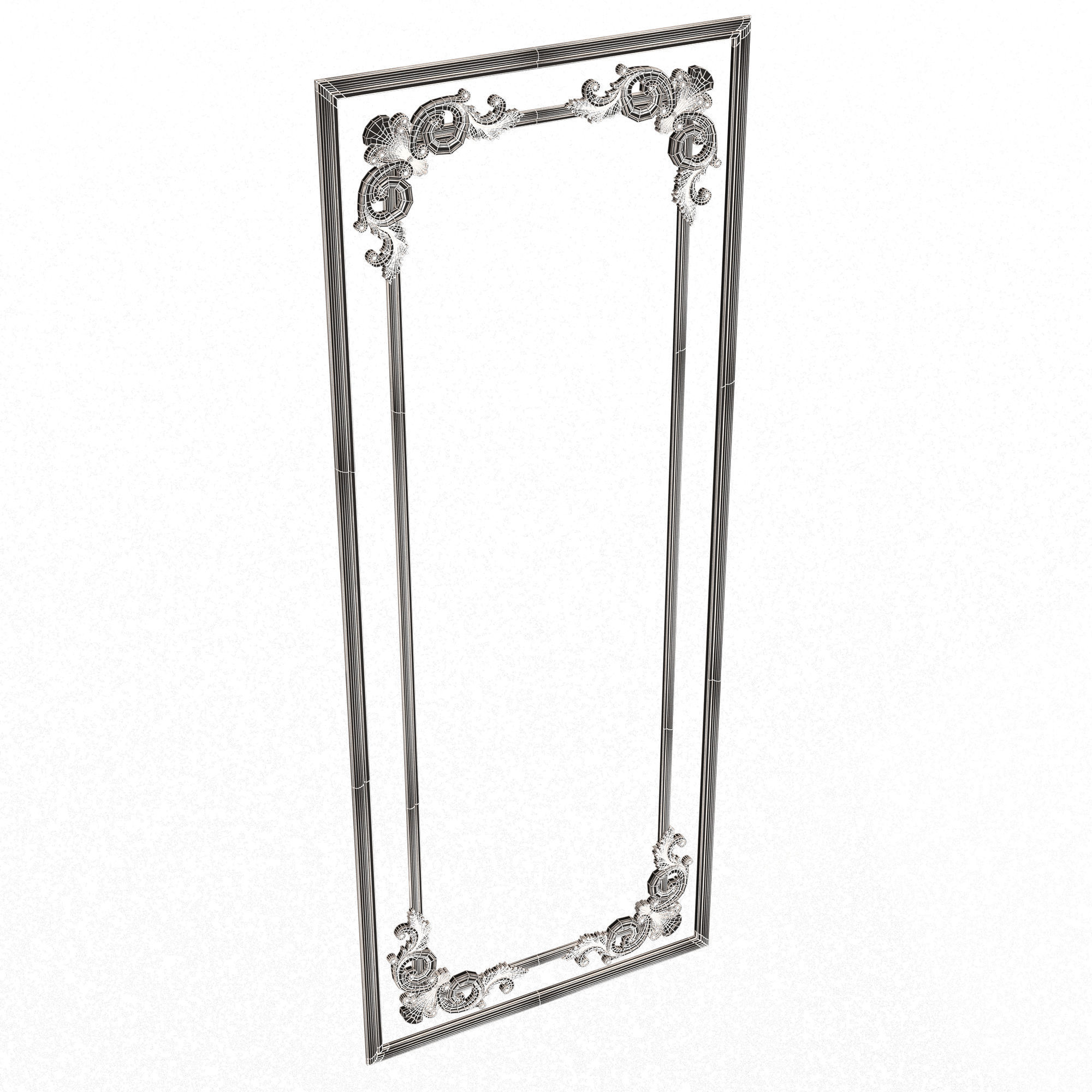 Boiserie Carved Decoration Panel 07 Low-poly 3D model_7