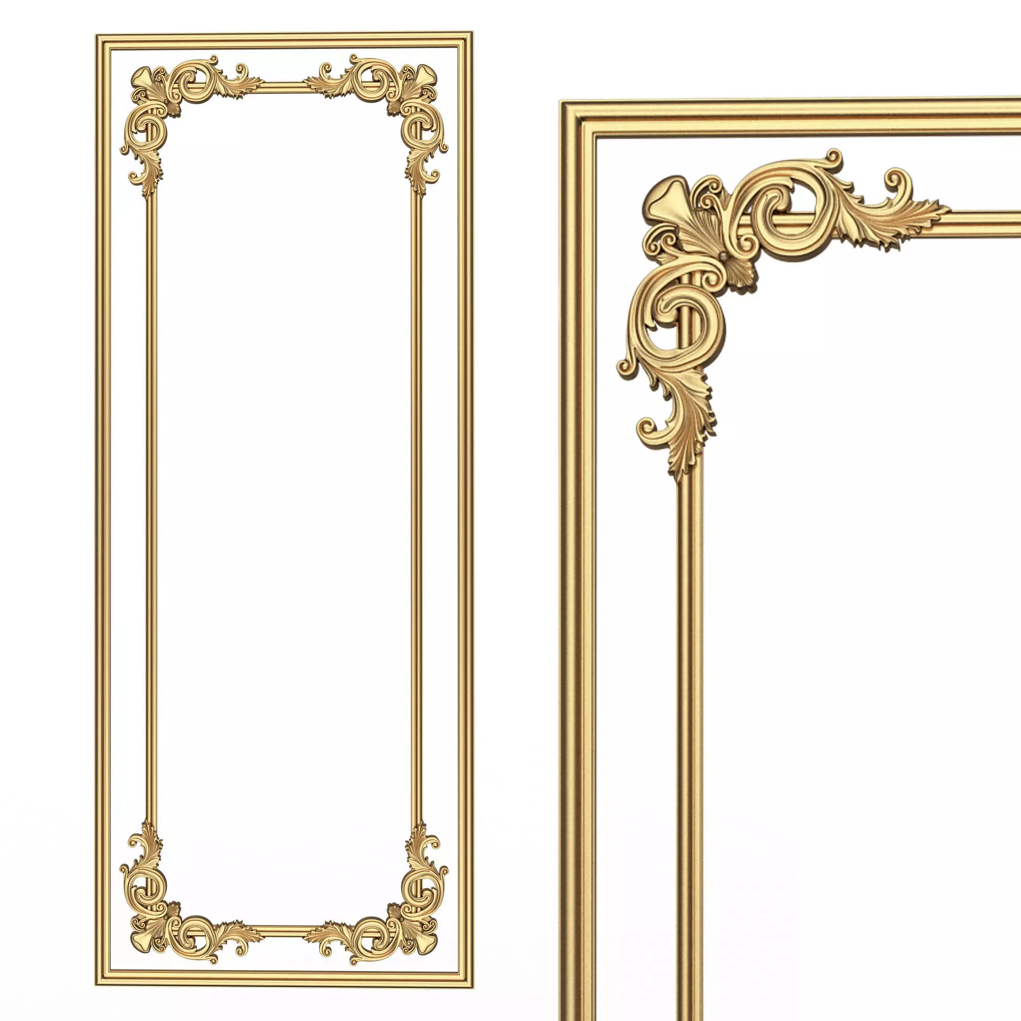 Boiserie Carved Decoration Panel 07 Low-poly 3D model_0