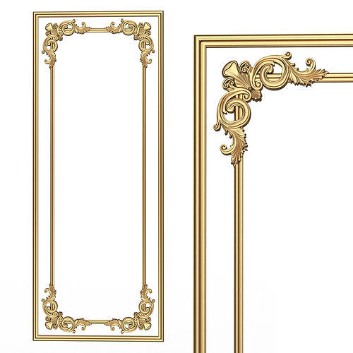 Boiserie Carved Decoration Panel 07 Low-poly 3D model