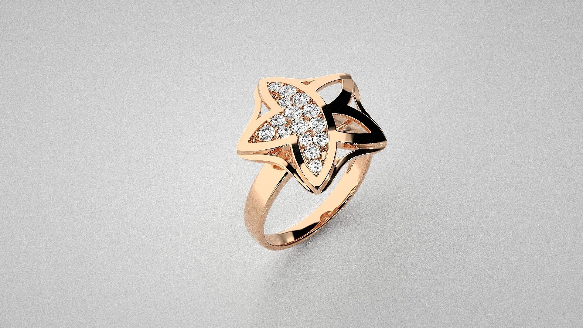 Blooming Flower Light wt diamond ring 3dm stl renders details 3D print model_2