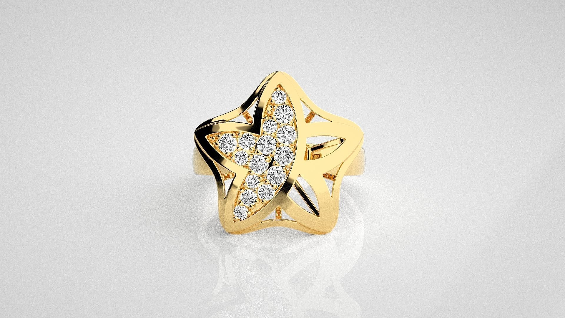 Blooming Flower Light wt diamond ring 3dm stl renders details 3D print model_13