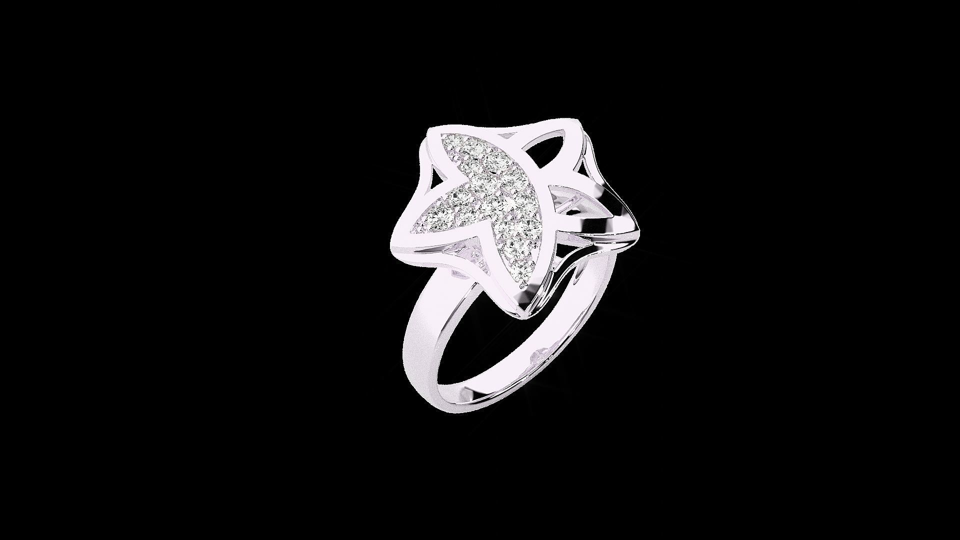 Blooming Flower Light wt diamond ring 3dm stl renders details 3D print model_12