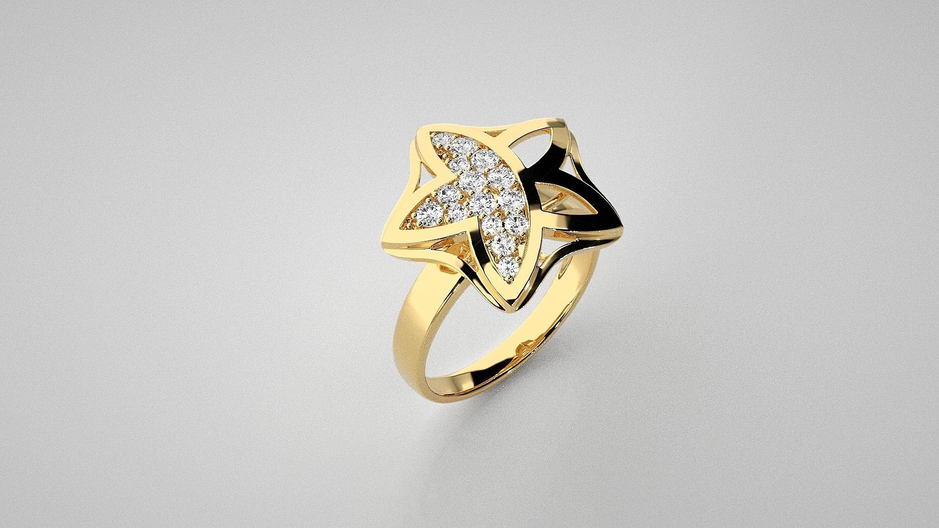 Blooming Flower Light wt diamond ring 3dm stl renders details 3D print model_15