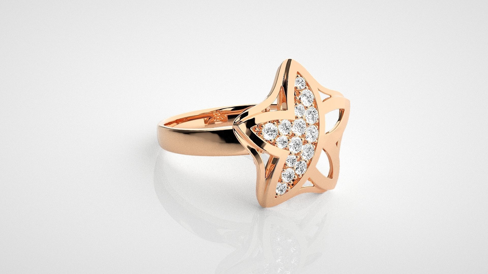 Blooming Flower Light wt diamond ring 3dm stl renders details 3D print model_1