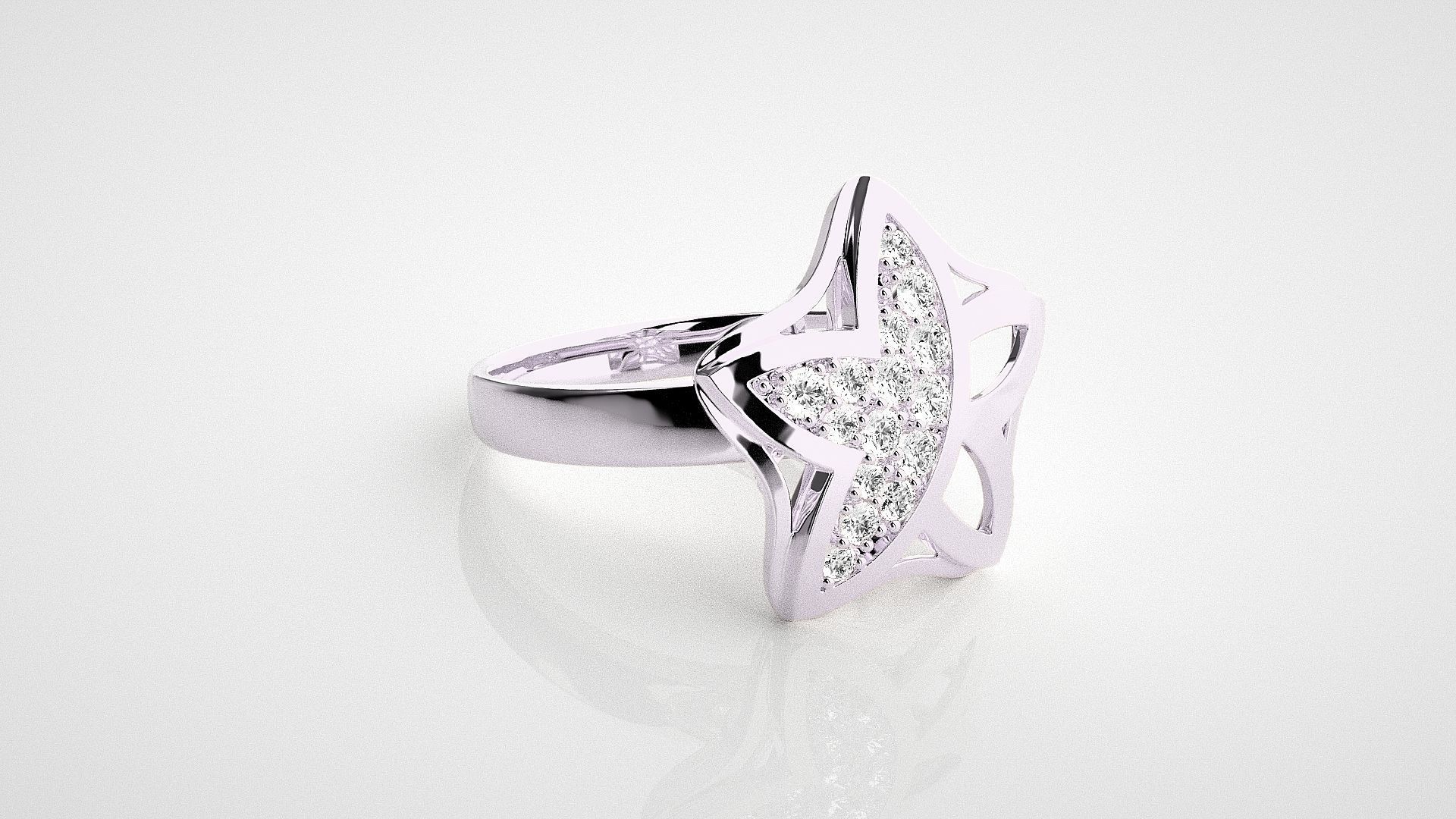 Blooming Flower Light wt diamond ring 3dm stl renders details 3D print model_8