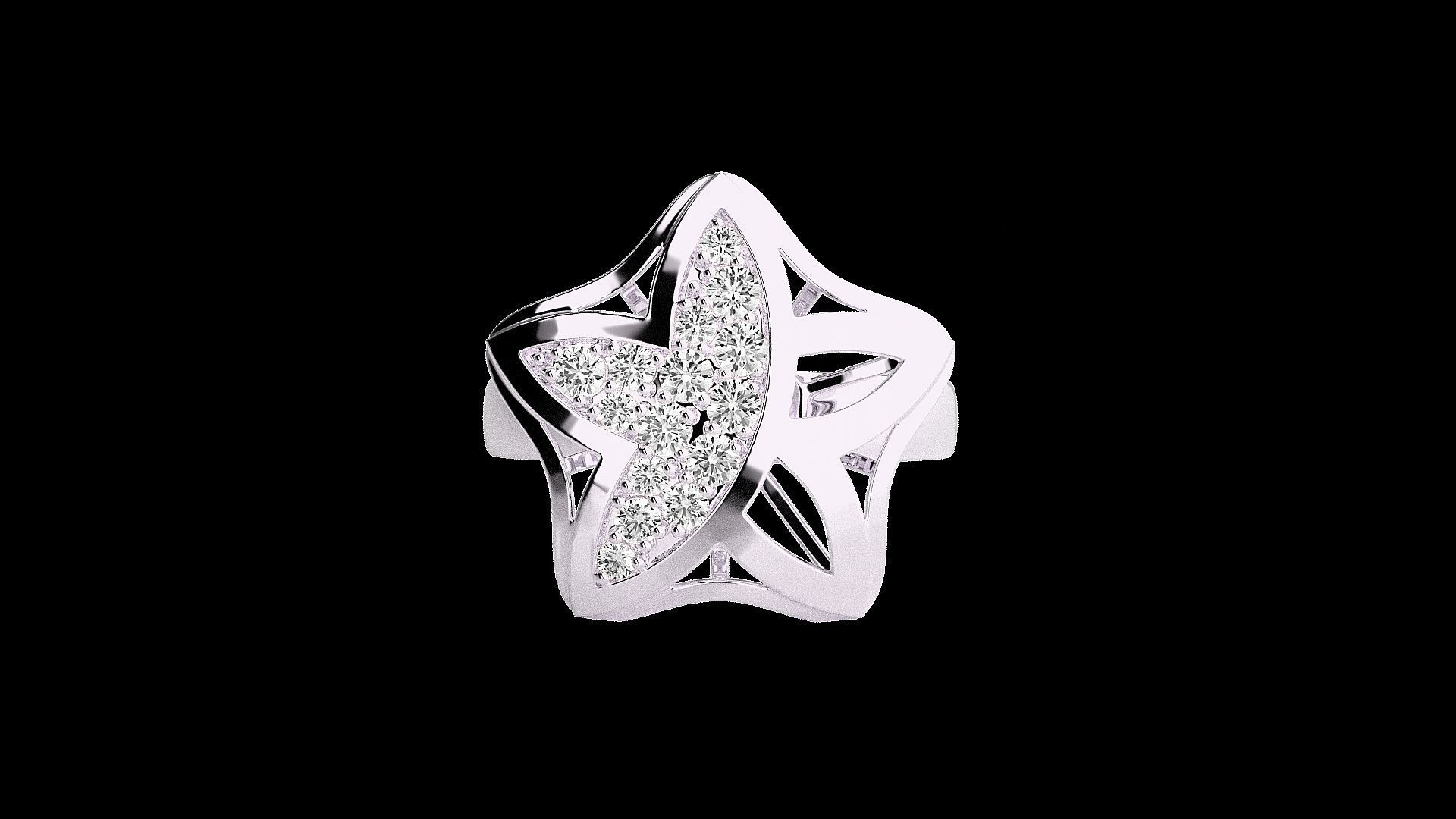 Blooming Flower Light wt diamond ring 3dm stl renders details 3D print model_10