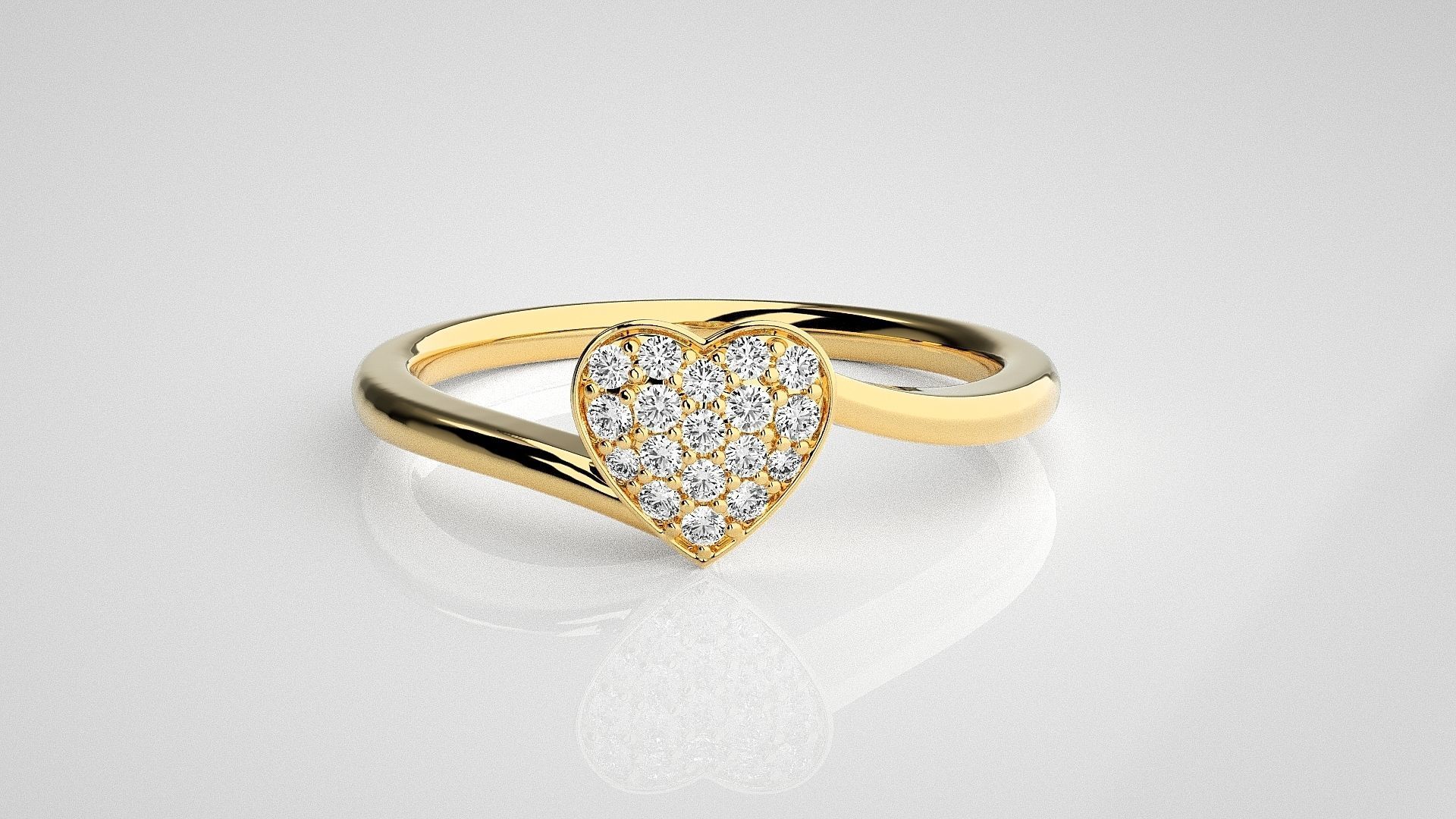 Heart Love Valentine Light wt diamond ring  in US RING SIZES 3D print model_14