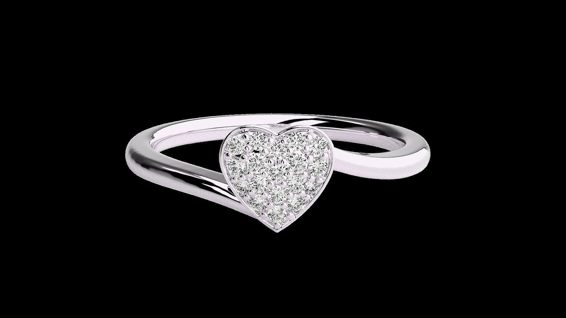 Heart Love Valentine Light wt diamond ring  in US RING SIZES 3D print model_11