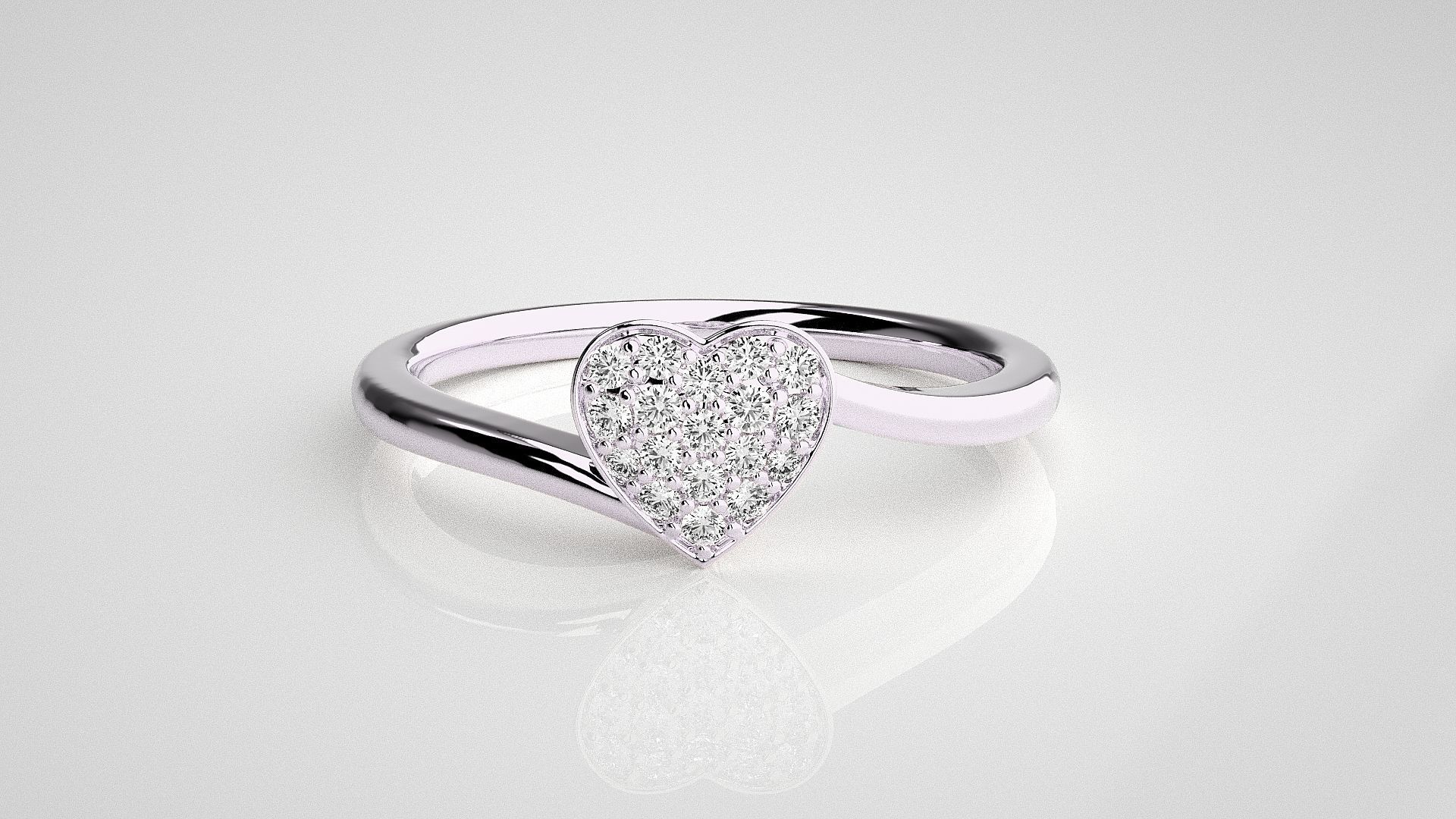 Heart Love Valentine Light wt diamond ring  in US RING SIZES 3D print model_8