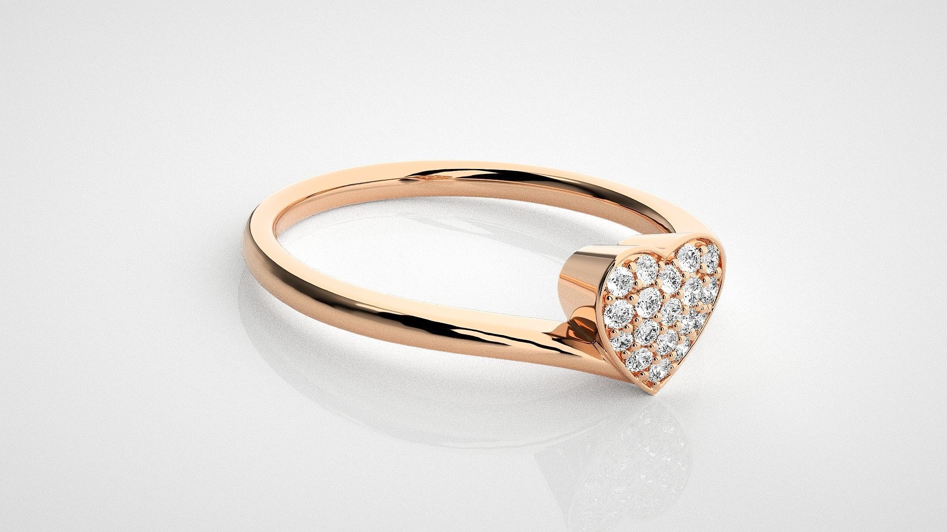 Heart Love Valentine Light wt diamond ring  in US RING SIZES 3D print model_3