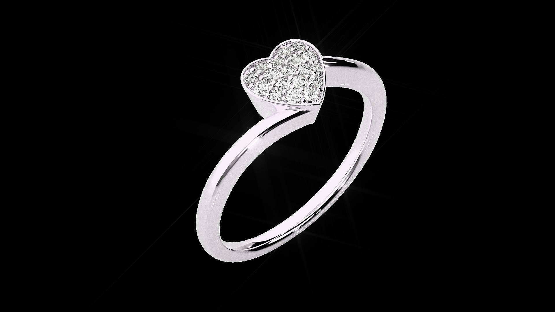Heart Love Valentine Light wt diamond ring  in US RING SIZES 3D print model_13