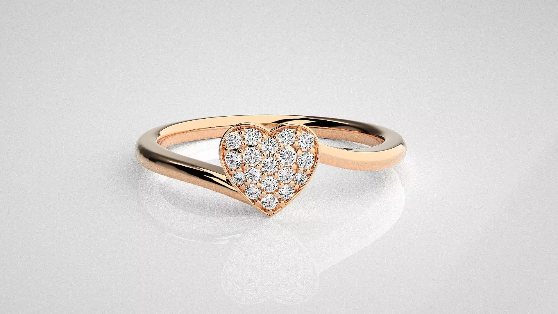 Heart Love Valentine Light wt diamond ring  in US RING SIZES 3D print model_1